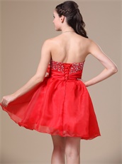 Red Organza Mini-length Prom Dresses For Private Party Enchanting