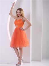 Orange Red Spagetti Straps Cocktail Dress Graduation Ceremony Wear