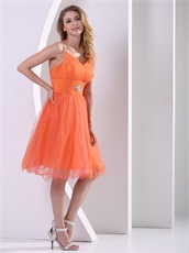 Orange Red Spagetti Straps Cocktail Dress Graduation Ceremony Wear