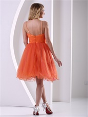 Orange Red Spagetti Straps Cocktail Dress Graduation Ceremony Wear