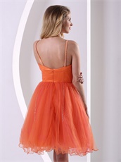 Orange Red Spagetti Straps Cocktail Dress Graduation Ceremony Wear