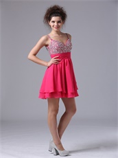 Fuchsia Spaghetti Straps Gilrish Cocktail Prom Dress For Dance Party