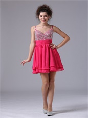 Fuchsia Spaghetti Straps Gilrish Cocktail Prom Dress For Dance Party