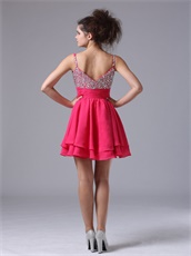 Fuchsia Spaghetti Straps Gilrish Cocktail Prom Dress For Dance Party