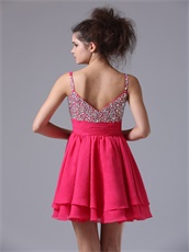 Fuchsia Spaghetti Straps Gilrish Cocktail Prom Dress For Dance Party