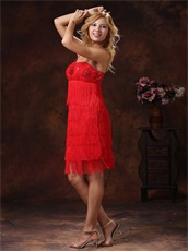 Spaghetti Straps Layers Red Tassels Latin Dance Dress Charming