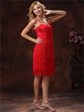 Spaghetti Straps Layers Red Tassels Latin Dance Dress Charming