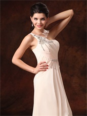 Stylish One Shoulder Empire Champagne Chiffon Prom Skirt For Lady