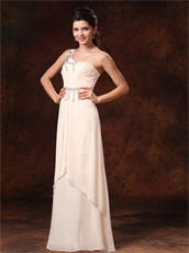 Stylish One Shoulder Empire Champagne Chiffon Prom Skirt For Lady