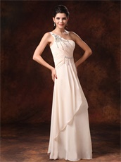 Stylish One Shoulder Empire Champagne Chiffon Prom Skirt For Lady