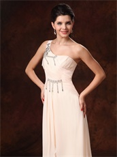 Stylish One Shoulder Empire Champagne Chiffon Prom Skirt For Lady