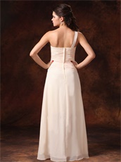 Stylish One Shoulder Empire Champagne Chiffon Prom Skirt For Lady