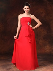 Strapless Red Chiffon Prom Gowns Formal Celebrity Wear