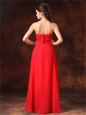 Strapless Red Chiffon Prom Gowns Formal Celebrity Wear