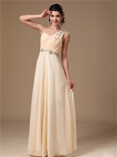 Empire Champagne Prom Dress With One Shoulder Long Skirt Under 100