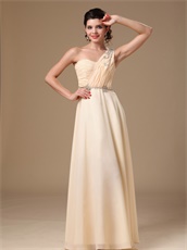 Empire Champagne Prom Dress With One Shoulder Long Skirt Under 100