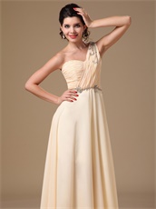 Empire Champagne Prom Dress With One Shoulder Long Skirt Under 100