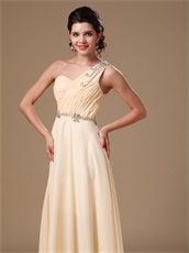 Empire Champagne Prom Dress With One Shoulder Long Skirt Under 100