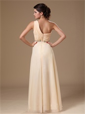 Empire Champagne Prom Dress With One Shoulder Long Skirt Under 100