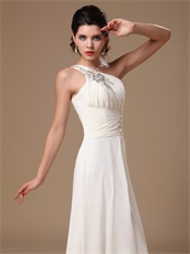 One Shoulder Ivory Empire Chiffon Skirt Prom Gowns Top Selller