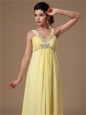 Straps Light Yellow Chiffon Hottest Pron Dress Empire Waist For Maternity