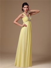 Straps Light Yellow Chiffon Hottest Pron Dress Empire Waist For Maternity