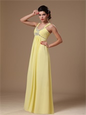 Straps Light Yellow Chiffon Hottest Pron Dress Empire Waist For Maternity