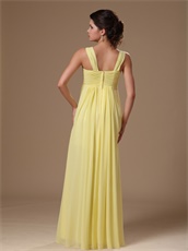 Straps Light Yellow Chiffon Hottest Pron Dress Empire Waist For Maternity