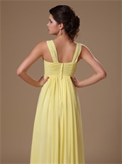 Straps Light Yellow Chiffon Hottest Pron Dress Empire Waist For Maternity