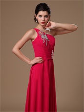 Customize Fuchsia Celebrity Gowns Single Shoulder Strap With Cut Out