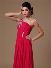 Customize Fuchsia Celebrity Gowns Single Shoulder Strap With Cut Out