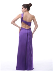 Medium Purple One Shoulder High Slit Ruch Sexy Dancing Dress Unique Design