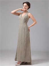 Halter Grey Chiffon Mother Of The Bride Dress Custom Tailoring