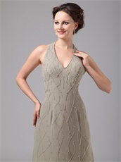 Halter Grey Chiffon Mother Of The Bride Dress Custom Tailoring