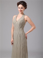 Halter Grey Chiffon Mother Of The Bride Dress Custom Tailoring