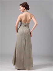 Halter Grey Chiffon Mother Of The Bride Dress Custom Tailoring