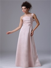 Pink One Shoulder Prom Dress Ruched Bodice Floor Length