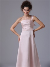 Pink One Shoulder Prom Dress Ruched Bodice Floor Length