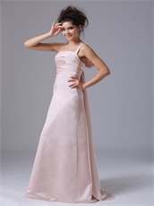 Pink One Shoulder Prom Dress Ruched Bodice Floor Length