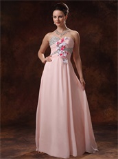 Blush Pink Chiffon Sweetheart Prom / Pagent Dress With Colorful Flowers