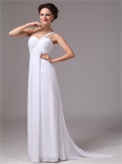 Simple One Shoulder Watteau Train White Chiffon Prom Celebrity Dress