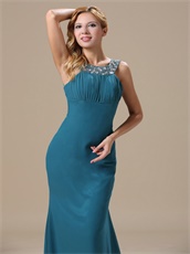 Affordable Scoop Neckline Teal Prom Dress Chiffon Skirt Open Back Sexy