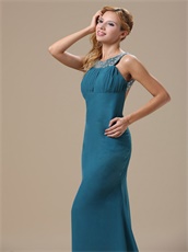 Affordable Scoop Neckline Teal Prom Dress Chiffon Skirt Open Back Sexy