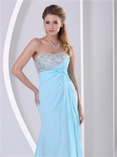 Light Blue 2019 Left Leg Slit Prom Dress Party Style Designer