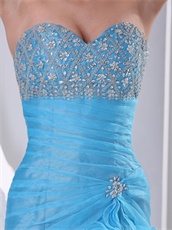 Sweetheart Aqua Blue Organza Ruffles Skirt Prom Dress Dropped Waist