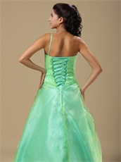 Mint Apple Green One Shoulder Prom Dress With Hand Made Rose Folwers