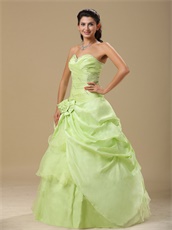 Apple Yellow Green Taffeta Skirt Prom Ball Gown Open Organza Inside