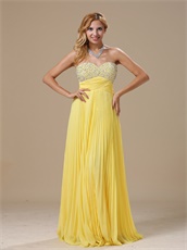 Featured Yellow Empire Waist Fully Pleat Skirt Prom Gowns Super Hot