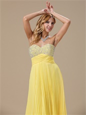 Featured Yellow Empire Waist Fully Pleat Skirt Prom Gowns Super Hot