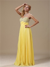 Featured Yellow Empire Waist Fully Pleat Skirt Prom Gowns Super Hot